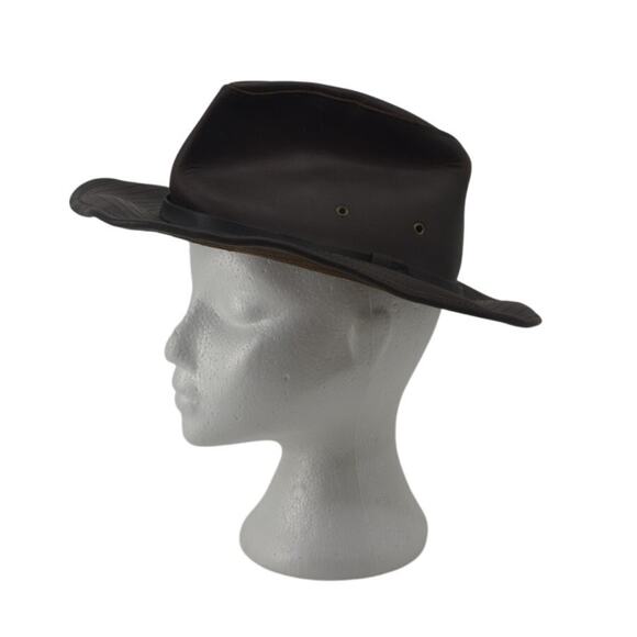 Henschel Hat Co. USA Dark Brown Oiled Leather Size M Cowboy - Picture 1 of 15